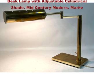 Lot 719 Nessen Studio Brass Swing Arm Desk Lamp with Adjustable Cylindrical Shade. Mid Century Modern. Marke