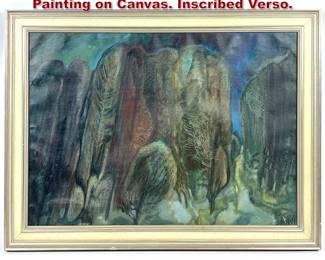 Lot 1217 Expressionist Forest Landscape Oil Painting on Canvas. Inscribed Verso.