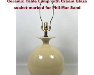 Lot 1104 PhilMar Sandel Spherical Ribbed Ceramic Table Lamp with Cream Glaze socket marked for PhilMar Sand