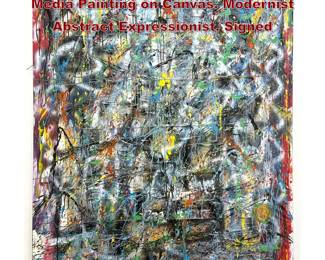 Lot 1203 Extra Large Dennis Sakelson Mixed Media Painting on Canvas. Modernist Abstract Expressionist. Signed