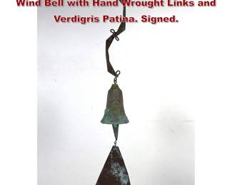 Lot 1110 Paolo Soleri Arcosanti Cast Bronze Wind Bell with Hand Wrought Links and Verdigris Patina. Signed.