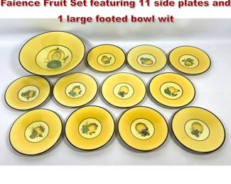Lot 1030 12pc Aluminia Denmark Bellona Faience Fruit Set featuring 11 side plates and 1 large footed bowl wit