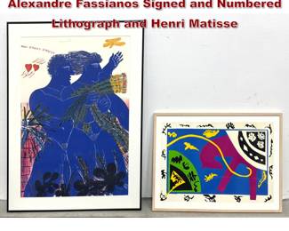 Lot 1208 2 Framed Color Prints Including Alexandre Fassianos Signed and Numbered Lithograph and Henri Matisse