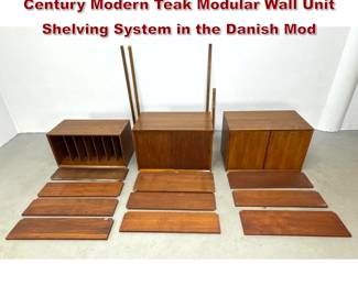 Lot 830 16pc Poul Cadovius Style MidCentury Modern Teak Modular Wall Unit Shelving System in the Danish Mod