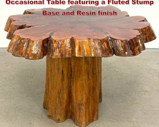 Lot 738 Single Slab Live Edge Wood Occasional Table featuring a Fluted Stump Base and Resin finish