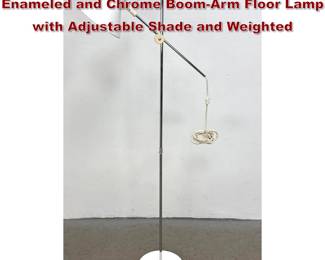 Lot 713 MidCentury Modern White Enameled and Chrome BoomArm Floor Lamp with Adjustable Shade and Weighted 