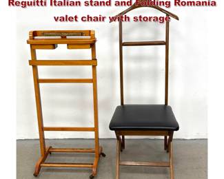 Lot 846 2pc MidCentury Valet  Fratelli Reguitti Italian stand and Folding Romania valet chair with storage
