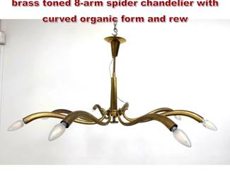 Lot 1079 Oscar Torlasco for Lumi Italian brass toned 8arm spider chandelier with curved organic form and rew