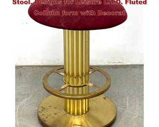 Lot 762 Single Hollywood Regency Brass Bar Stool. Designs for Leisure L.T.D. Fluted Column form with Decorat