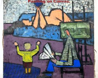 Lot 974 Thomas Eldred Figurative Abstract Painting on Canvas. 