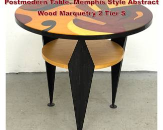 Lot 810 Benjamin Le for Axi Furniture Pablo Postmodern Table. Memphis Style Abstract Wood Marquetry 2 Tier S