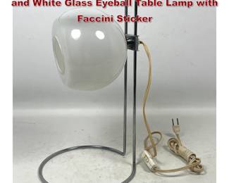 Lot 910 Hoya Japanese Space Age Chrome and White Glass Eyeball Table Lamp with Faccini Sticker
