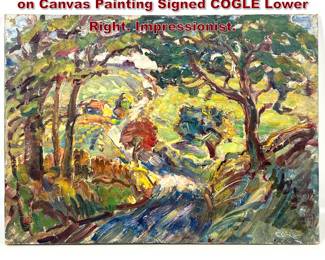 Lot 1128 Cogle Expressionist Landscape Oil on Canvas Painting Signed COGLE Lower Right. Impressionist.