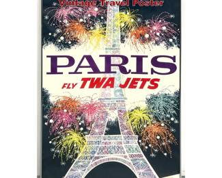 Lot 1084 David Klein, Paris Fly TWA Jets Vintage Travel Poster