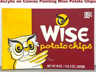 Lot 1100 Vintage Mid Century Pop Art Acrylic on Canvas Painting Wise Potato Chips 