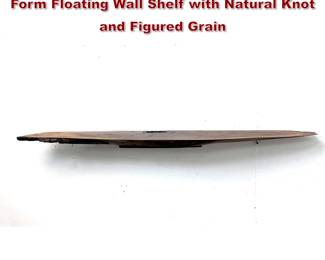 Lot 1169 Walnut Live Edge Tapered Wing Form Floating Wall Shelf with Natural Knot and Figured Grain