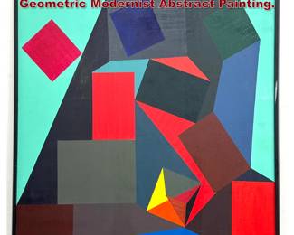 Lot 1221 Norman Solow Oil on Canvas Geometric Modernist Abstract Painting. 