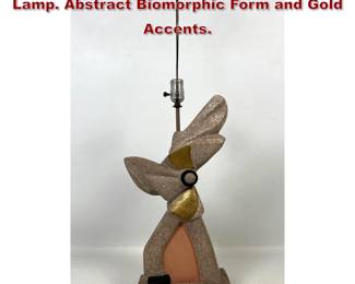 Lot 916 50s Modern Sculptural Plaster Table Lamp. Abstract Biomorphic Form and Gold Accents.