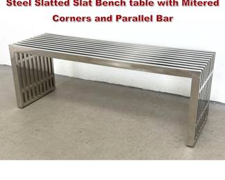 Lot 777 DIA Style Gridiron Style chrome Steel Slatted Slat Bench table with Mitered Corners and Parallel Bar