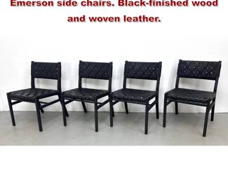 Lot 881 4pcs Williams Sonoma Home Emerson side chairs. Blackfinished wood and woven leather.