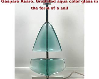 Lot 1006 Vela table lamp by Effetto Vetro for Gaspare Asaro. Gradated aqua color glass in the form of a sail 