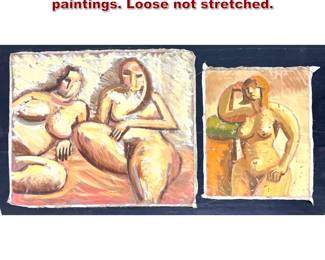 Lot 1147 Pair of large abstract figurative paintings. Loose not stretched. 