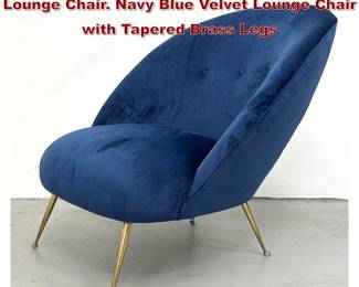 Lot 793 Italian Modern Ico Parisi Style Lounge Chair. Navy Blue Velvet Lounge Chair with Tapered Brass Legs