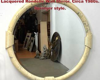 Lot 915 Large Post Modern Faux Marble Lacquered Rondelle Wall Mirror. Circa 1980s. Springer style. 