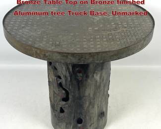 Lot 1000 Laverne Attribute Acid Etched Bronze Table Top on Bronze finished Aluminum tree Truck Base. Unmarked