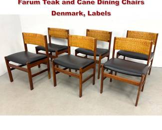 Lot 866 6 Danish Modern Georg Petersens Farum Teak and Cane Dining Chairs Denmark, Labels 