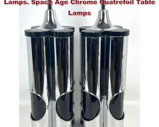 Lot 840 Pair Laurel Chrome Frame Table Lamps. Space Age Chrome Quatrefoil Table Lamps