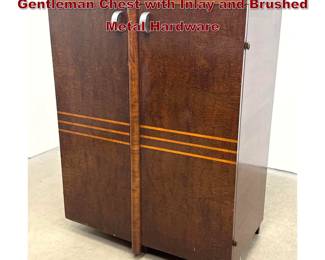 Lot 769 Vintage Art Deco Burl Wood Gentleman Chest with Inlay and Brushed Metal Hardware