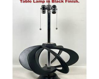 Lot 724 Atomic Mid Century Modern Wood Table Lamp in Black Finish. 