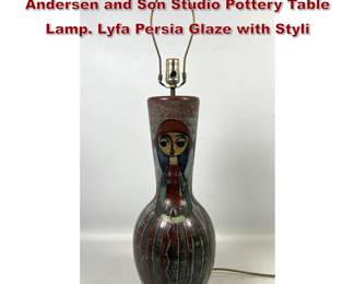 Lot 1004 Marianne Starck for Michael Andersen and Son Studio Pottery Table Lamp. Lyfa Persia Glaze with Styli