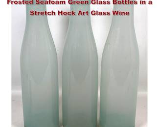 Lot 1011 3pc lot of Oversized Decorative Frosted Seafoam Green Glass Bottles in a Stretch Hock Art Glass Wine