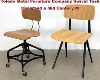 Lot 824 2 industrial Chairs including a Toledo Metal Furniture Company Swivel Task Chair and a Mid Century M
