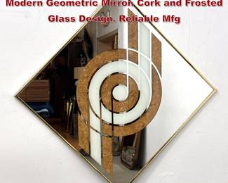 Lot 725 Sharon Art Concept Mid Century Modern Geometric Mirror. Cork and Frosted Glass Design. Reliable Mfg 