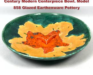 Lot 1031 Large California Originals Mid Century Modern Centerpiece Bowl. Model 858 Glazed Earthenware Pottery