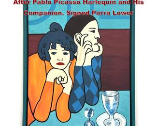 Lot 1226 Parra Acrylic Painting on Canvas After Pablo Picasso Harlequin and His Companion. Signed Parra Lower