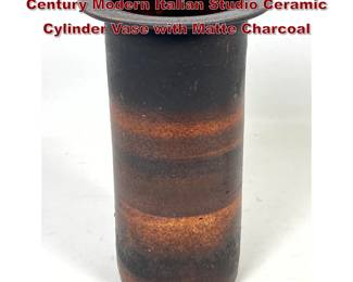 Lot 1025 Alessio Tasca Attributed Mid Century Modern Italian Studio Ceramic Cylinder Vase with Matte Charcoal