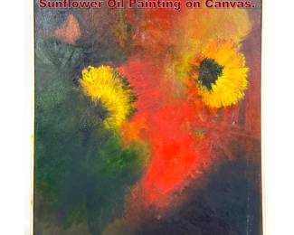 Lot 1098 Impressionist Modern Abstract Sunflower Oil Painting on Canvas. 