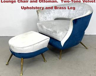 Lot 790 Italian Modern ISA Bergamo Style Lounge Chair and Ottoman. TwoTone Velvet Upholstery and Brass Leg