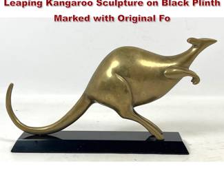 Lot 1108 Dolbi Cashier 1980 Stylized Brass Leaping Kangaroo Sculpture on Black Plinth Marked with Original Fo