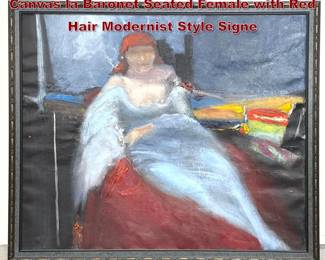 Lot 1173 Norman Rubington American Oil on Canvas la Baronet Seated Female with Red Hair Modernist Style Signe