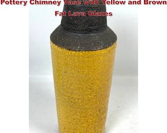 Lot 1027 Bitossi MidCentury Modern Studio Pottery Chimney Vase with Yellow and Brown Fat Lava Glazes