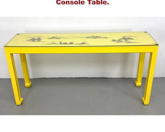 Lot 925 MidCentury Yellow Chinoiserie Console Table. 