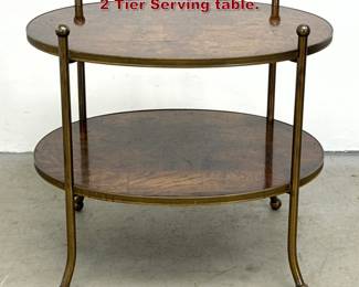 Lot 753 French style Brass and Walnut Burl 2 Tier Serving table. 