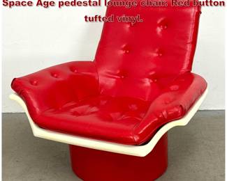 Lot 732 Morris Futorian MidCentury Modern Space Age pedestal lounge chair. Red button tufted vinyl.