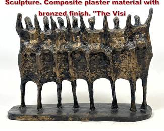 Lot 1048 KRISHNA REDDY Brutalist Figural Sculpture. Composite plaster material with bronzed finish. The Visi