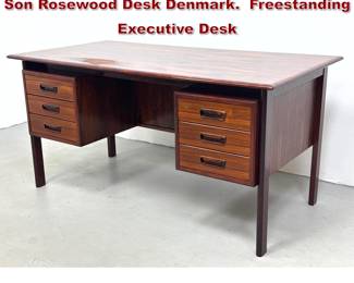 Lot 815 Vintage Danish Modern H. Sigh and Son Rosewood Desk Denmark. Freestanding Executive Desk